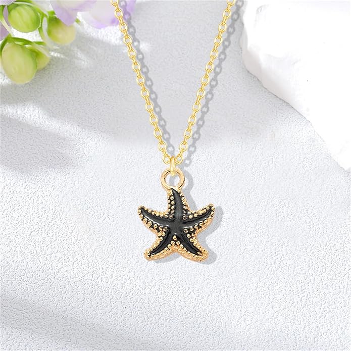 Dreuyet Starfish Necklaces for Women Dainty Alloy Enamel Ocean Starfish Pendant Necklaces Cute Tiny Summer Beach Necklace Jewelry Gifts for Best Friend