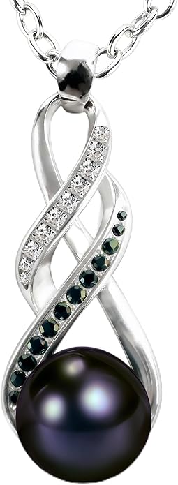 Natural AAA+ 9mm Natural Black pearl necklace for women - Real pearl necklace (18k gold platted 925 sterling Silver)- Gifts For Wife Wedding Anniversary - cultured pearl necklaces for women - necklace for wife birthday - jewellery for women