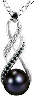 Natural AAA+ 9mm Natural Black pearl necklace for women - Real pearl necklace (18k gold platted 925 sterling Silver)- Gifts For Wife Wedding Anniversary - cultured pearl necklaces for women - necklace for wife birthday - jewellery for women