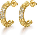 Gold Earrings for Women Girls,14K Gold Plated Hoop Earrings with 925 Sterling Silver Post Cubic Zirconia Stud Earring Huggie Hoops Earrings