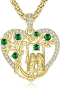 14K Gold Tree of Life Necklace for Sister Christmas Gifts from Sister,Heart Jewelry with Birthstone Pendant for Women Female Friendship Forever My Friend