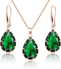Linawe Crystal Jewelry Sets for Women, Imitation Diamond Pendant Necklace, Rhinestone Drop Dangle Earrings, Birthstone Cubic Zirconia Matching Wedding Jewelry, 14K Gold/Rose Gold/Silver Tones
