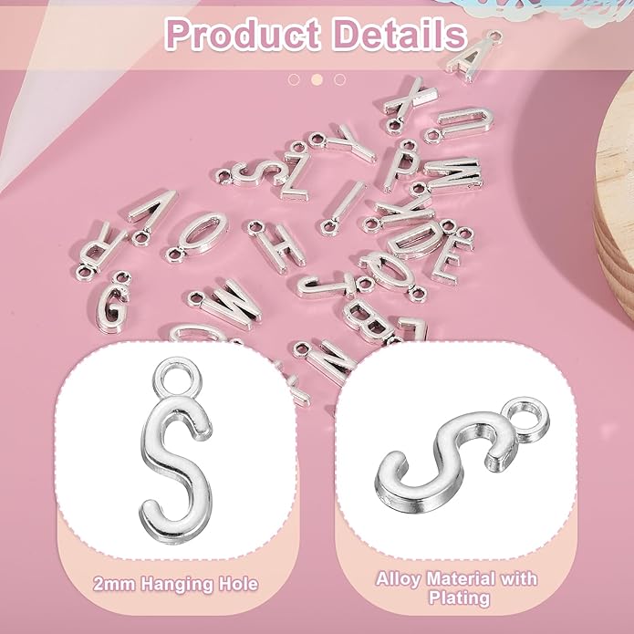 uxcell Letter Charm, Alloy Letter Initial Alphabet Charm for DIY Crafts Jewelry Making Bracelet Earrings Necklace