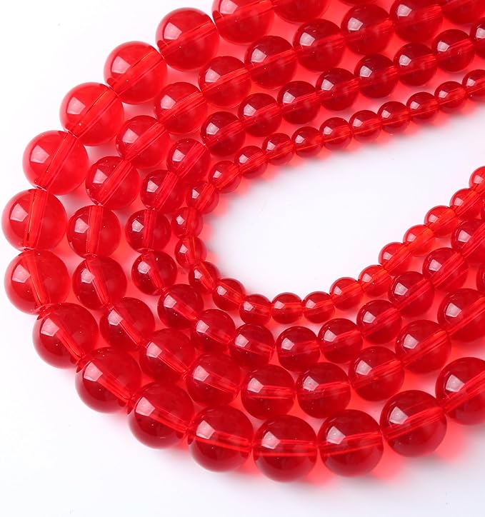120PCS 6mm Garnet Red Glass Crystal Beads for Jewelry Making Crystal Energy Healing Power Stone Beads 2 Strand 32" DIY Bracelet Necklace Accessories