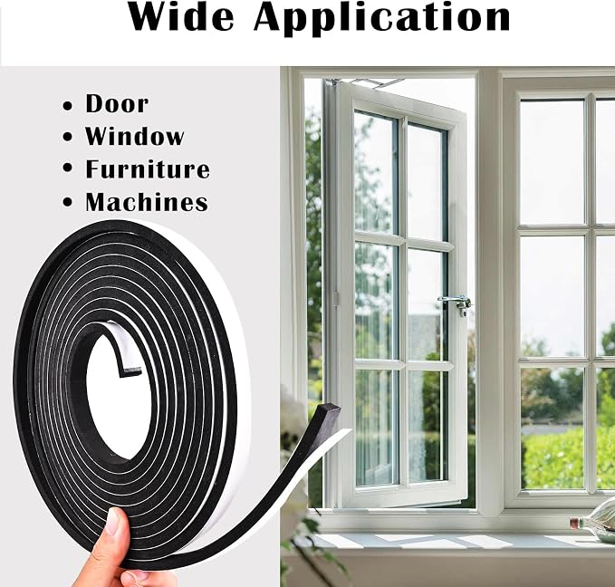 1/2 Inch Wide x 1/8 Inch Thick Single Sided Foam Tape, High Density Window Seal - Image 4
