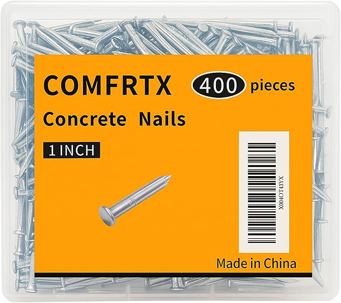 Concrete Nails 1 Inch for Masonry & Cement Walls | 400Pcs Galvanized Steel by COMFRTX