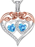 Iefil Valentines Day Gifts for Her - 925 Sterling Silver Rose Heart Necklaces for Women, Anniversary Birthday Gifts for Wife Girlfriend Mom
