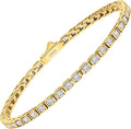 EcoGems Moissanite Tennis Bracelet for Women and Men – 18K White or Yellow Gold Plated Sterling Silver – Lab Grown D Color VVS Clarity Stones – Elegant Gift Box Included