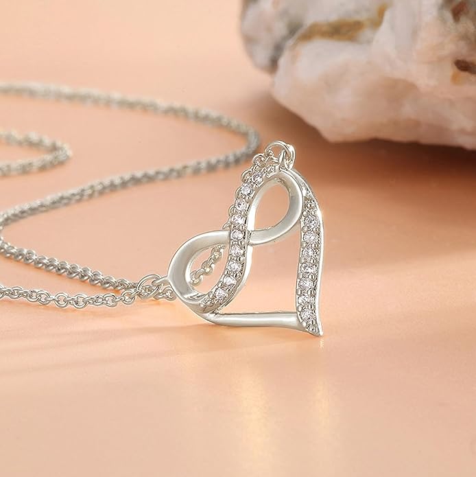 LOVECOM Valentines Gifts S925 Sterling Silver Heart Necklace for Women Dainty 14k Gold Plated CZ Infinity Double Cross Star Pendant Choker Necklaces Trendy Bead Chain Jewelry Gifts for Mom Daughter