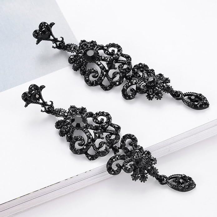 mecresh Gold/Silver Rhinestone Chandelier Wedding Bridal Dangle Earrings