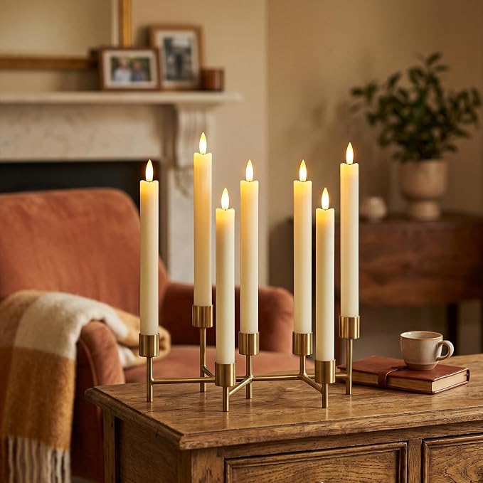 GenSwin Flameless Taper Candles LED Battery Operated Remote Timer Ivory | LED - Image 7