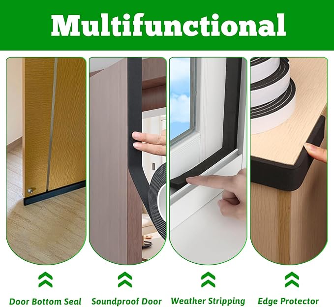 Weather Stripping Door Seal Black, 1/2Inch Wide X 3/8Inch Thick, Air - Image 3