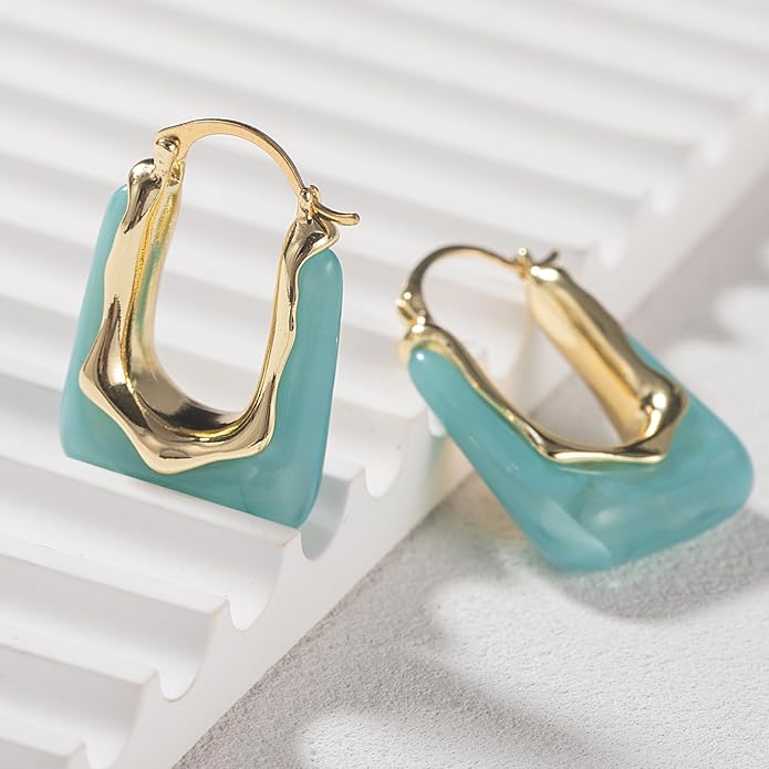 Acrylic Hoop Earrings Chunky Huggie Statement Vintage Earrings Cute Resin Drop Earring Trendy Jewelry Gifts for Women