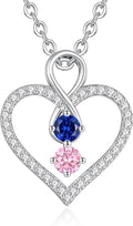 LOUISA SECRET Infinity Double Birthstone Necklace, 925 Sterling Silver Tiny Pendant Heart Necklace for Women Wife Her, Best Jewelry Gift Heart Jewelry Meaningful Gift for Valentine's Day, Christmas, Birthday Anniversary