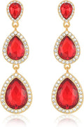 Vintage Rhinestone Teardrop Dangle Earrings Long Dangling Drop Earrings Crystal Chandelier Earrings for Women Wedding Bridal Prom