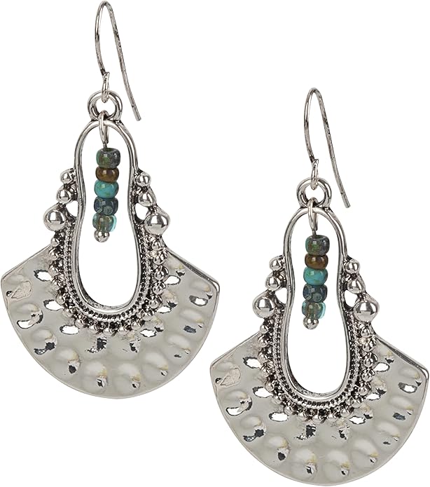 SPUNKYsoul Boho Dangle Earrings for Women – Lightweight Tribal Fan Paddle Design with Hieroglyphic Accents – Unique Handmade Gift Idea for Her