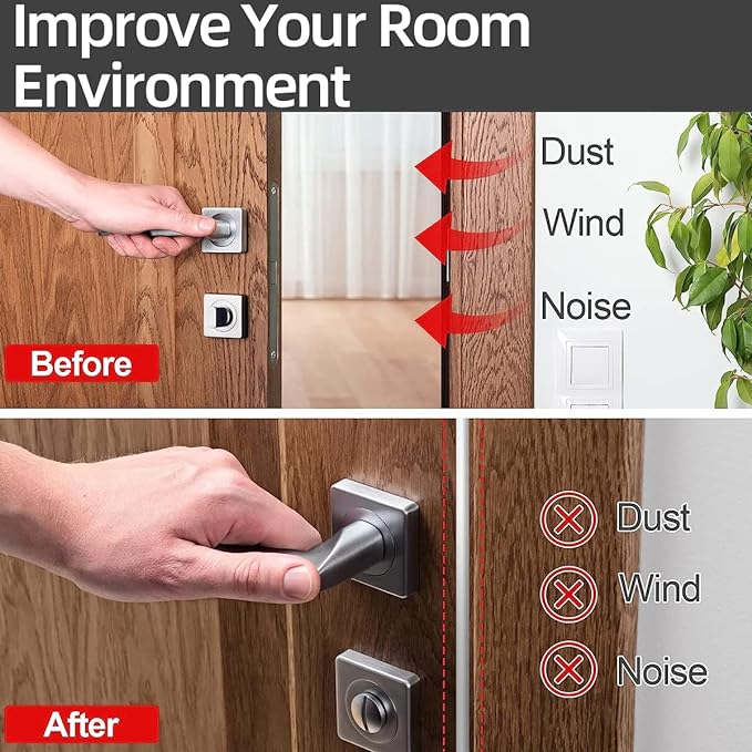 ESUFEIR 19.7Feet Door Weather Stripping Door Seal Strip, Self-Adhesive Rubber - Image 3