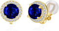 YOQUCOL 8MM Cubic Zirconia Crystal Clip On Stud Earrings Round Non Pierced Earrings for Women