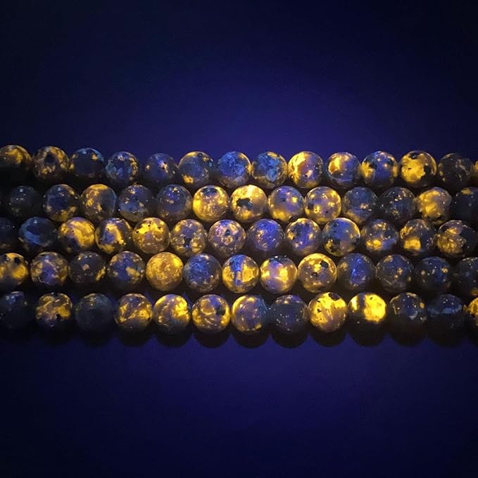 8MM 43PCS Flame Yooperlite Stone Beads Loose Beads for Jewelry Making DIY Bracelets Show Flame Color Under The Irradiation of UV Lamps