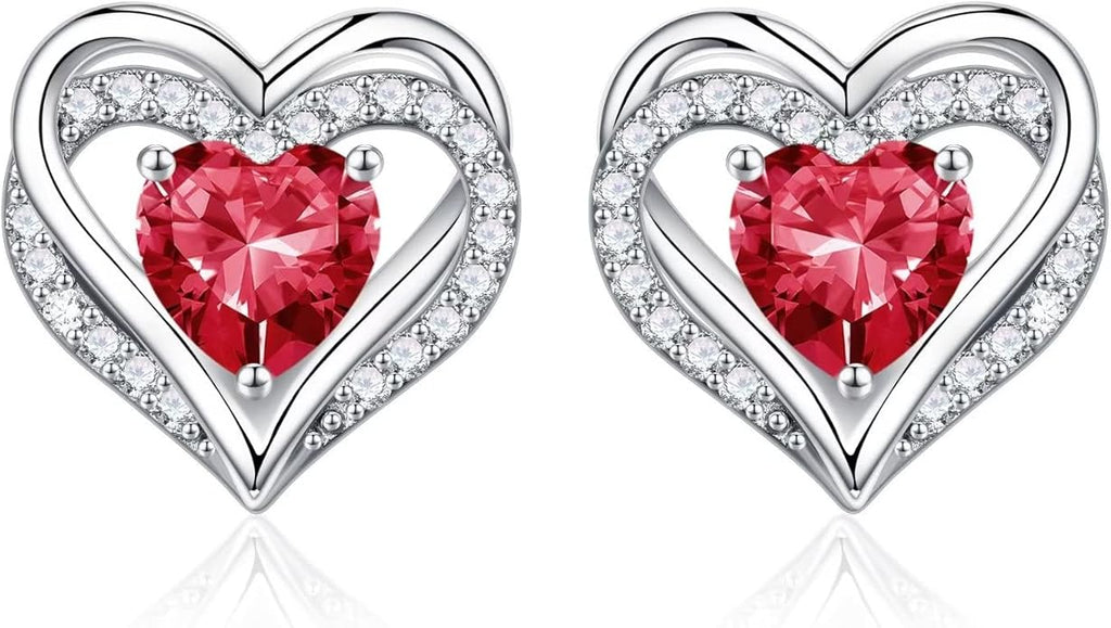 Iefil Valentine Day Gifts for Her - 925 Sterling Silver Heart Stud Earrings Birthday Gifts for Women