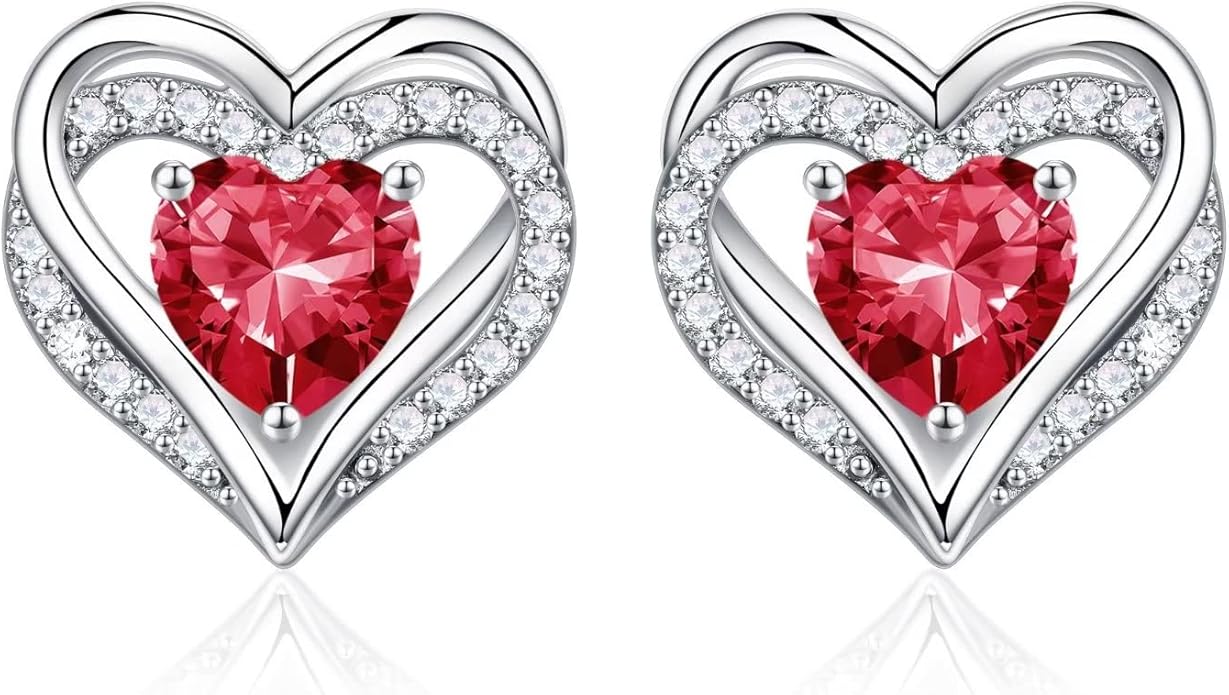 Iefil Valentine Day Gifts for Her - 925 Sterling Silver Heart Stud Earrings Birthday Gifts for Women