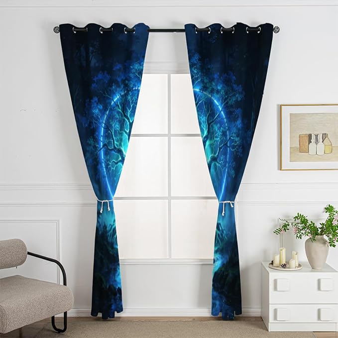 Tree of Life Curtains for Bedroom Living Room Decor, Glowing Tree of Life - Image 2