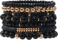 GOOJIDS Surfer Heishi Clay Bead Bracelets for Women Bohemian Stackable Gold Plated Beaded Stretch Bracelets Elastic Layering Friendship Bracelets Set Boho Jewelry
