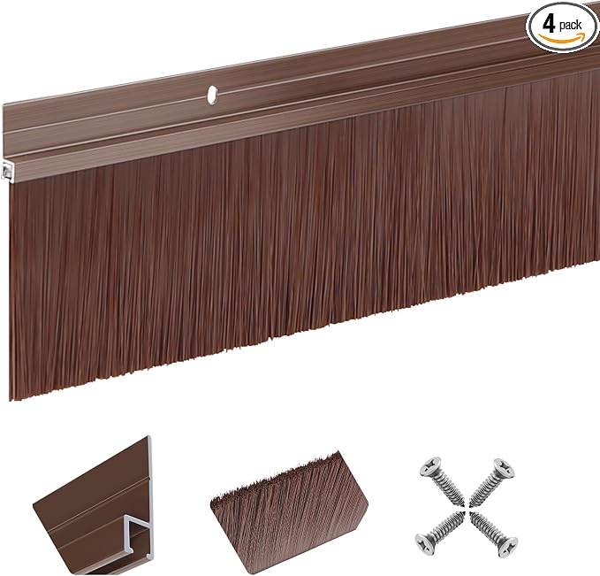 4 Pack Door Brush Sweep | 2.80" x 39.3" CEPIA Brown Aluminum Seal by DoorBrushSweep
