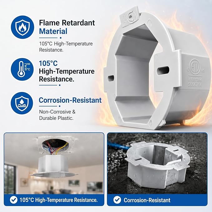 Copkim 2 Pcs Round Electrical Box Extender 4.35 x 1.5 Inches Ceiling Box - Image 3