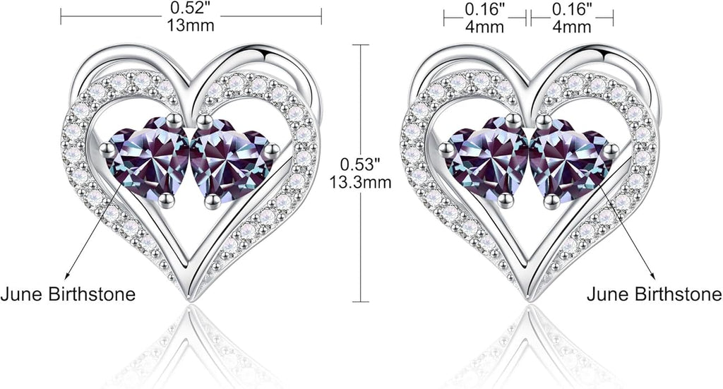 Iefil Valentines Day Gifts for Her - 925 Sterling Silver Birthstone Earrings, Anniversary Birthday Gifts for Women Wife Girlfriend Mom