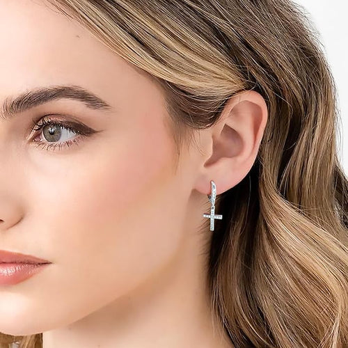 14K Gold Earring Cross Waterdrop Butterfly Heart Knot Earrings for Women Gold Silver Cross Leverback Drop Gold Silver Teardrop Hoop Dangle Earring White Gold Dangle Drop Earring