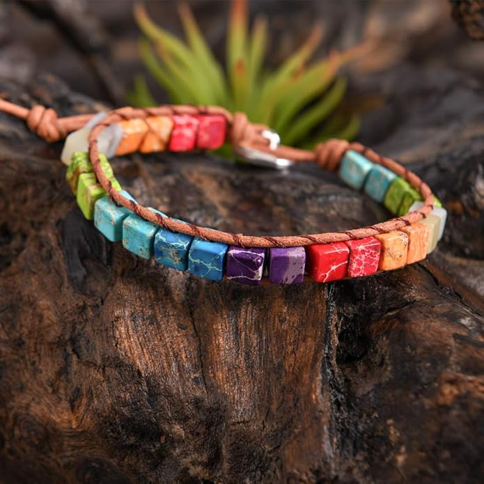 YGLINE Boho Handmade Wrap Leather Tube Crystal Stone Bracelet for Women