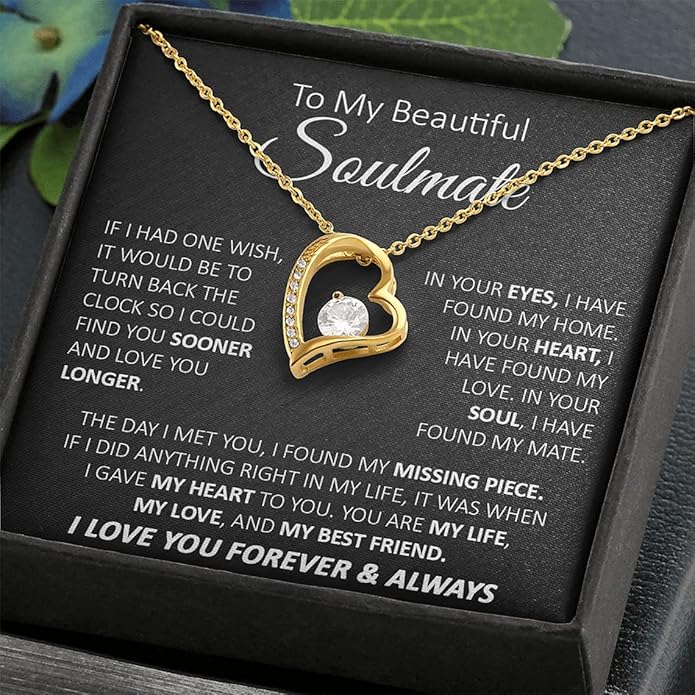 To My Beautiful Soulmate Necklace For Women, Necklace For Wife From Husband, Girlfriend Necklace From Boyfriend, Wife Birthday Gifts From Husband, Gifts Boxes For Women, Soulmate Necklace For Her