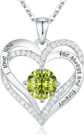 CDE Valentine's Day Gift Forever Love Heart Necklaces for Women, Wedding Anniversary, Birthday Mothers Christmas Day Gifts for Mom, Mother, Wife, S925 Silver Jewelry with Birthstone Pendant