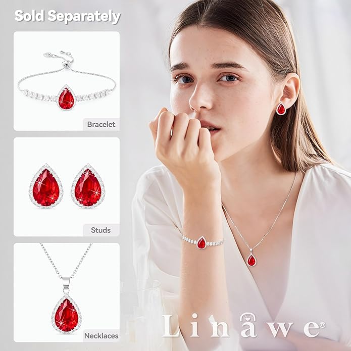 Linawe Women Stud Earrings, Teardrop Diamond Moissanite Cubic Zirconia Earrings Studs Rhinestone Jewelry Gold/Silver/Rose Gold