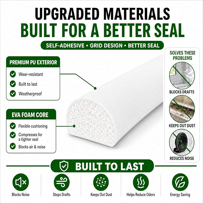 20FT Weather Stripping Door Seal, Self-Adhesive PU D-Shaped Seal Strip - Image 3