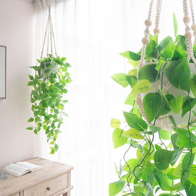 Mkono 3 Pack Macrame Plant Hangers Hanging Planters - Image 4