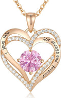 CDE Valentine's Day Gift Forever Love Heart Necklaces for Women, Wedding Anniversary, Birthday Mothers Christmas Day Gifts for Mom, Mother, Wife, S925 Silver Jewelry with Birthstone Pendant
