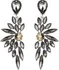BriLove Women's Wedding Bridal Crystal Teardrop Multi Marquise Cluster Bling Dangle Earrings