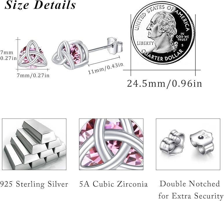 MEDWISE 925 Sterling Silver Birthstone Stud Earrings for Women Birthday Jewelry Gifts for Daughter Mother Women Valentines Day Gifts for Her