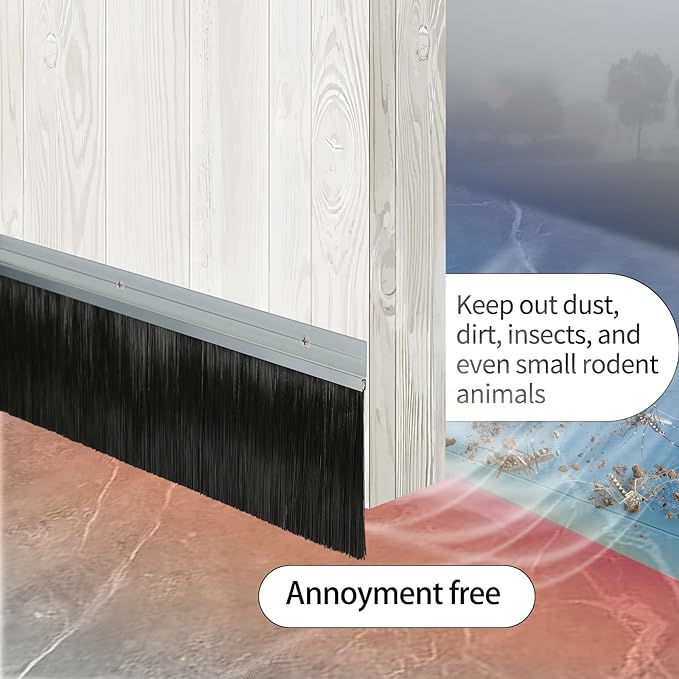 5 Sets x 39.37 Inche Net Hair 3 Inches Wide Door Brush Sweeps Seal Garage Roll - Image 6