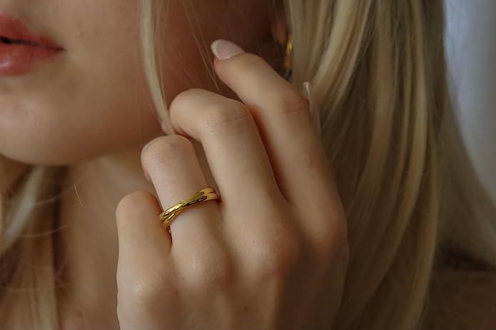 Elegant 18K Gold Plated Stainless Steel Ring – Fine Metal-Plated Jewelry with Durable, Scratch-Resistant Design for Daily Wear & Special Occasions