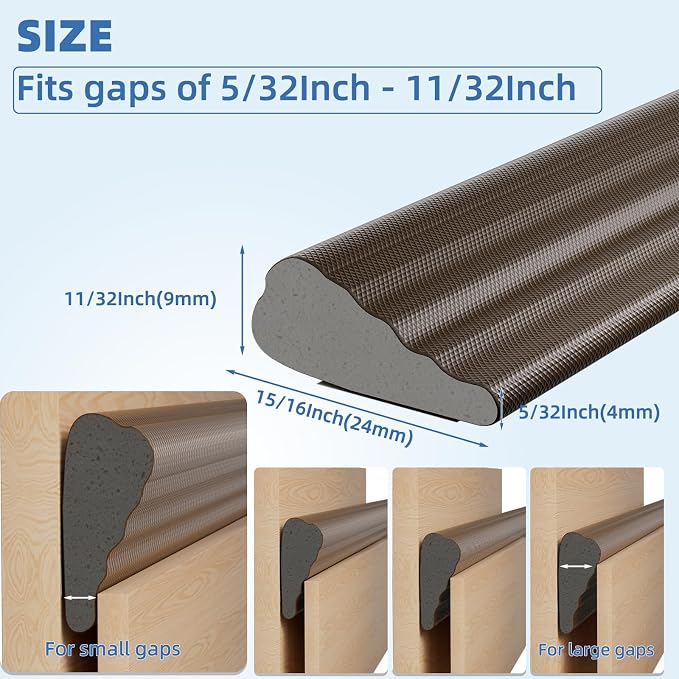 Kneelisa Wedge-Shape Window Weather Stripping Door Frame Seal 118” Brown | - Image 2