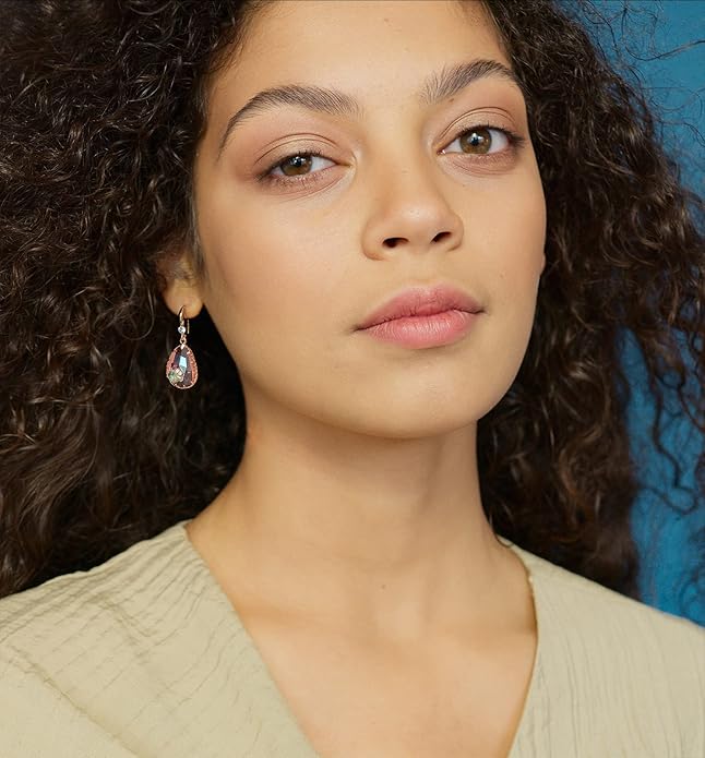 Crystal Teardrop Earrings 14K Gold Plated Dangle Earrings for Women