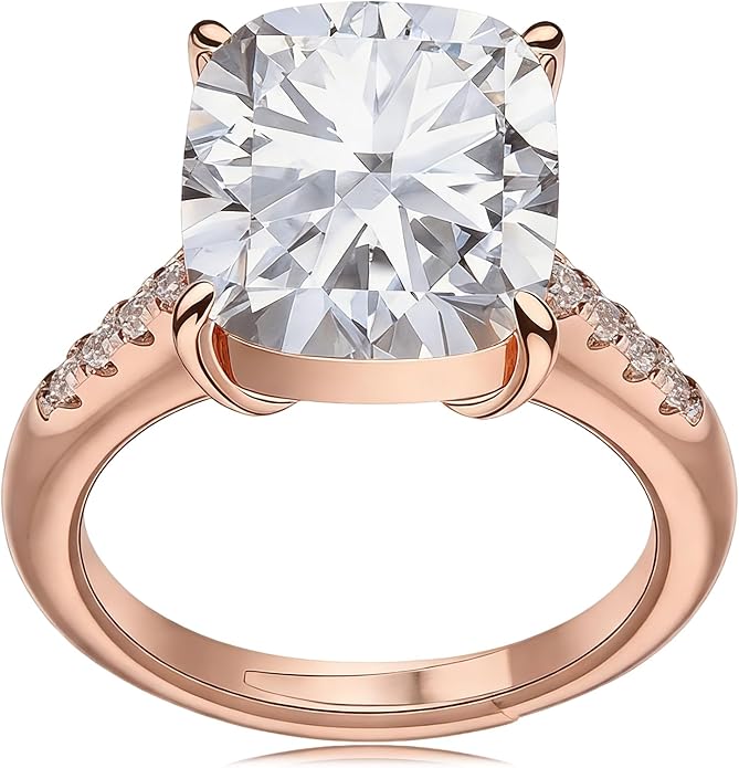 Engagement Rings for Women, Wedding Band for Women，Brilliant D Color VVS1 Clarity Lab Created Rings 14K White Gold Vermeil Ring for Women Jewelry Gifts Adjustable Ring 4-10