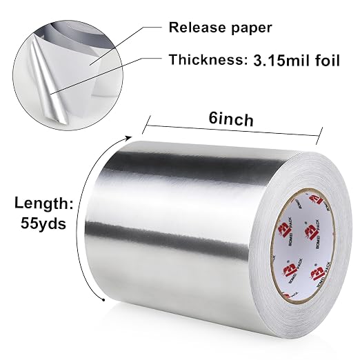 BOMEI PACK Aluminum Foil Tape, Heavy Duty Metal Duct Tape, High Temperature - Image 2