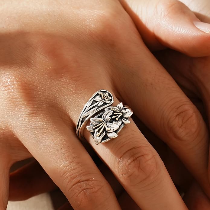 Spoon Rings for Women 925 Sterling Silver Sunflower Adjustable Thumb Spoon Rings Celtic Knot Promise Engagement Statement Boho Vintage Finger Open Antique Rings Jewelry