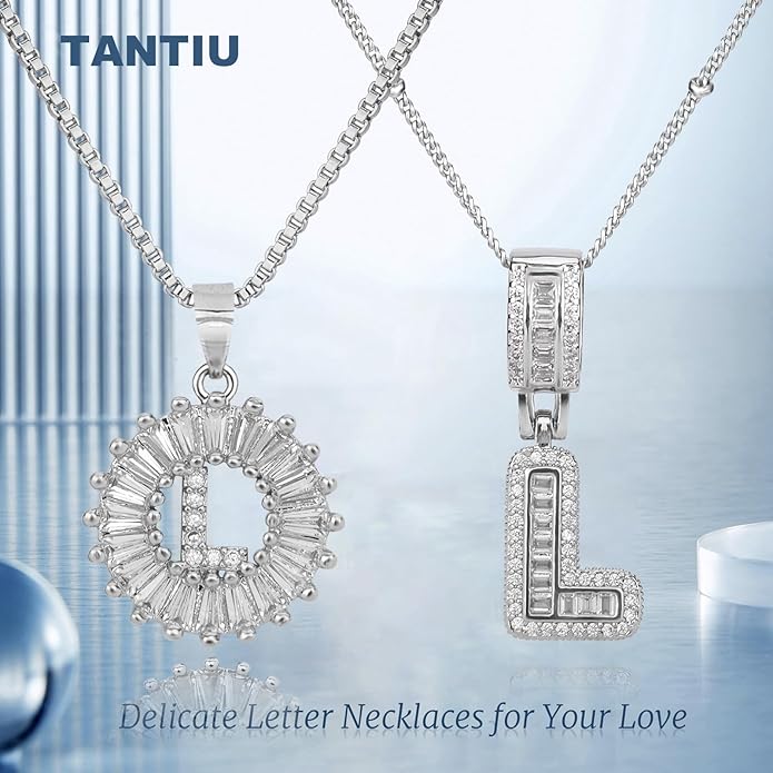 14K Gold Plated Alphabet Necklace Cubic Zirconia Letter Pendant, Personalized Name Jewelry Gift for Women, Customizable A-Z, Birthday/Mothers Day Gifts for Womens