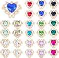 26Pcs 13 Styles Heart Shaped Rhinestone Charms Alloy Love Heart Crystal Bead Dangle Pendant Craft Decoration for DIY Earrings Bracelets Necklaces Keychains Jewelry Making