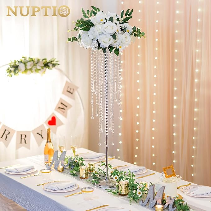 NUPTIO Silver Crystal Flower Vases - Image 2